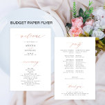 Budget wedding program rose gold script elegant flyer<br><div class="desc">Modern simple minimalist typography trendy clean white ceremony and party BUDGET affordable wedding program (advertising type) PAPER FLYER template featuring a chic trendy faux rosegold calligraphy script. Easy to personalise with your custom photo and text on both sides! PLEASE READ THIS BEFORE PURCHASING! This is a budget affordable card printed...</div>