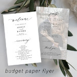 Budget wedding program white black elegant photo  flyer<br><div class="desc">Modern simple minimalist typography trendy faded photo ceremony and party BUDGET affordable wedding program (advertising type) PAPER FLYER template featuring a chic trendy calligraphy script overlay. Easy to personalise with your custom photo and text on both sides! PLEASE READ THIS BEFORE PURCHASING! This is a budget affordable card printed on...</div>