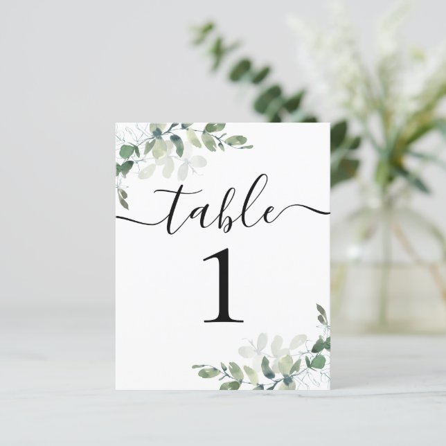 BUDGET Wedding Reception Eucalyptus Table Number (Standing Front)