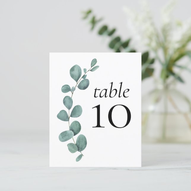 BUDGET Wedding Reception Eucalyptus Table Number (Standing Front)