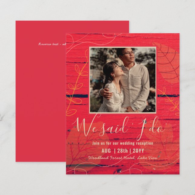 BUDGET Wedding Reception Invite With Couple PHOTO (Front/Back)
