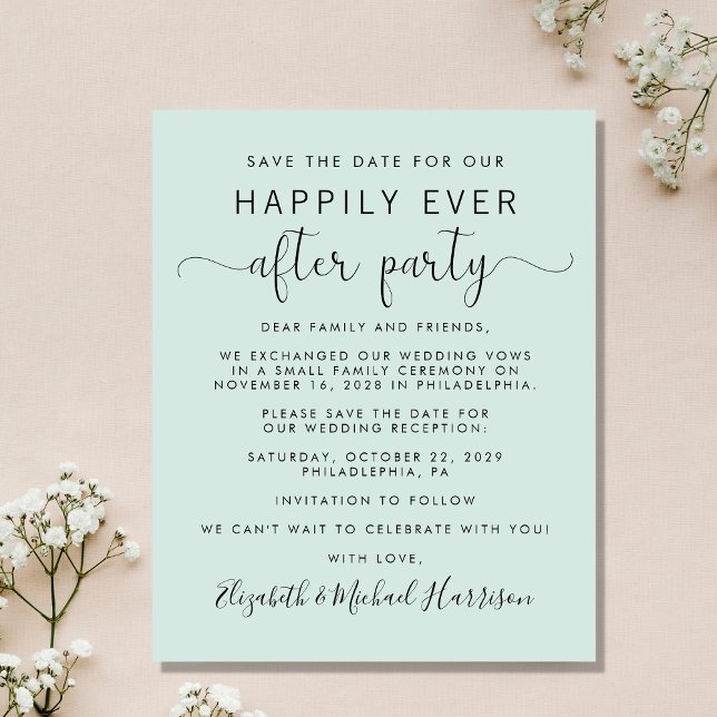 Budget Wedding Reception Mint Save the Date (Creator Uploaded)
