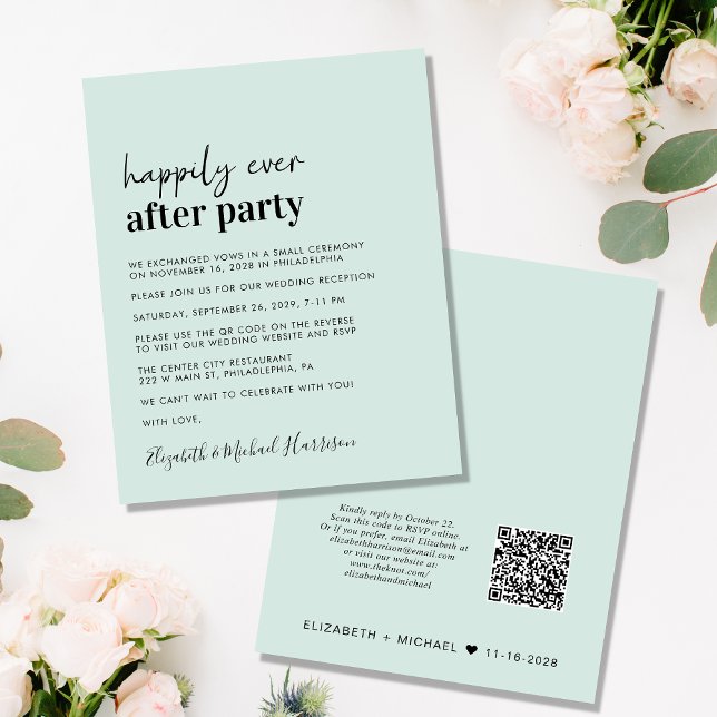 Budget Wedding Reception QR Code Mint Invitation (Creator Uploaded)