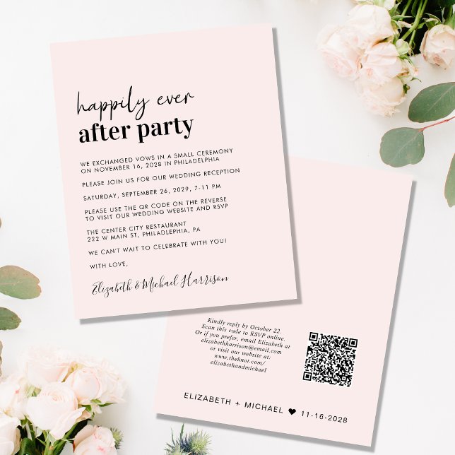 Budget Wedding Reception QR Code Pink Invitation (Creator Uploaded)