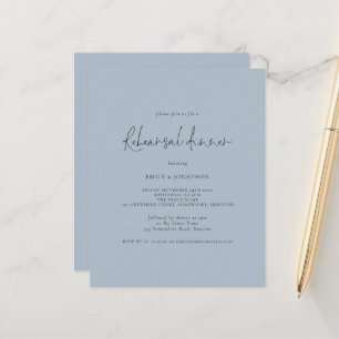 Budget Wedding Rehearsal Dinner Dusty Blue Invite