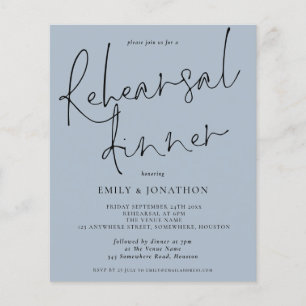 Budget Wedding Rehearsal Dinner Dusty Blue Invite