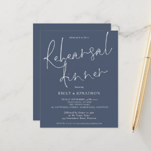 Budget Wedding Rehearsal Dinner Dusty Navy Invite