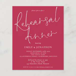 Budget Wedding Rehearsal Dinner Magenta Invite