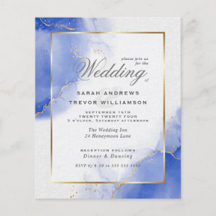 Budget Wedding Royal Blue Gold Abstract Marble Inv