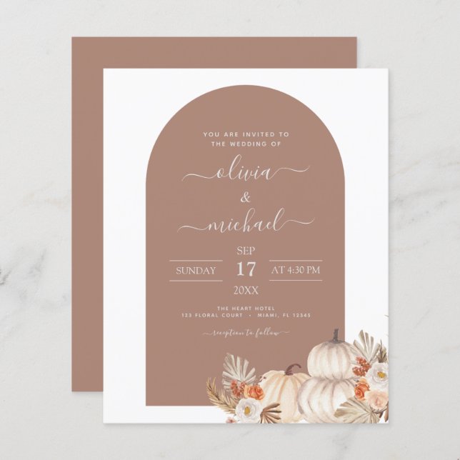 Budget Wedding Rustic White Pumpkins Boho (Front/Back)