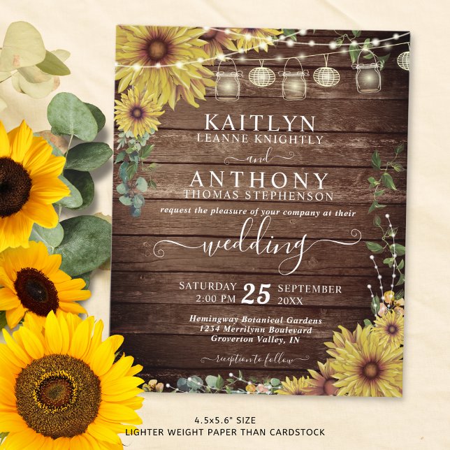 Budget Wedding Rustic Wood Sunflower Lights Jars (Creator Uploaded)