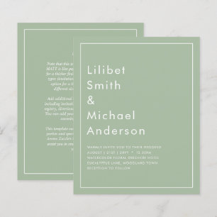 BUDGET Wedding Sage Apple Green Monochrome Text