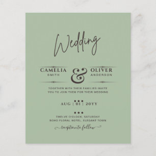 BUDGET Wedding Sage Apple Green Monochrome Text  Flyer