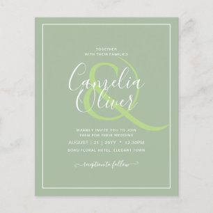 BUDGET Wedding Sage Apple Green Monochrome Text Flyer