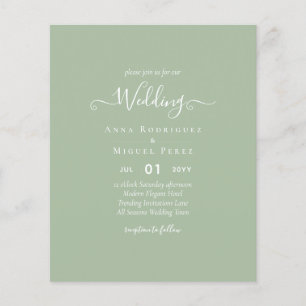 BUDGET Wedding Sage Apple Green Monochrome Text  Flyer