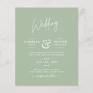 BUDGET Wedding Sage Apple Green Monochrome Text Flyer