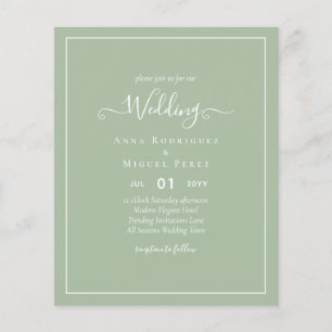 BUDGET Wedding Sage Apple Green Monochrome Text Flyer