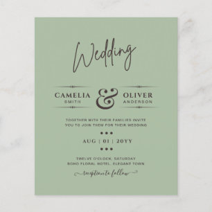 BUDGET Wedding Sage Apple Green Monochrome Text  Flyer