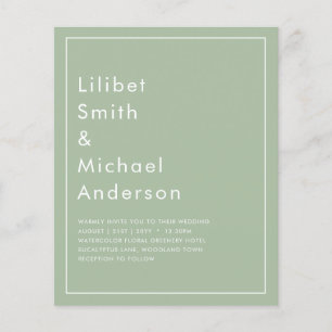 BUDGET Wedding Sage Apple Green Monochrome Text  Flyer