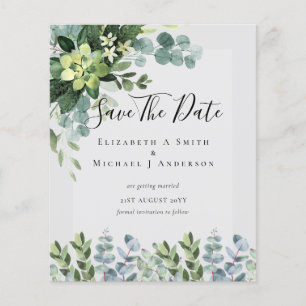 BUDGET WEDDING SAVE DATES - GREENERY Eucalyptus Flyer