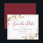 BUDGET Wedding Save The Date | Red Gold Eucalyptus<br><div class="desc">Let your friends and family know that you have set a date for your wedding with this beautiful watercolor eucalyptus Save the Date card. **PLEASE READ BEFORE PURCHASING** 1. Budget stationery measures 4.5" x 5.6" and fits inside an A6 envelope. You can add white envelopes to your order. 2. Each...</div>