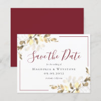 BUDGET Wedding Save The Date | Red Gold Eucalyptus