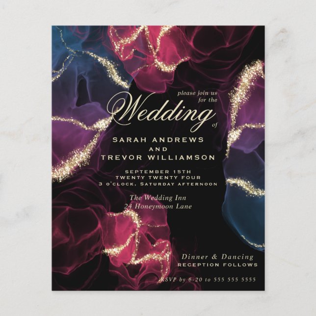 Budget Wedding Scarlet Violet Blue Alcohol Ink (Front)