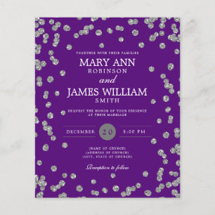 Budget Wedding Silver Glitter Purple Invite Flyer