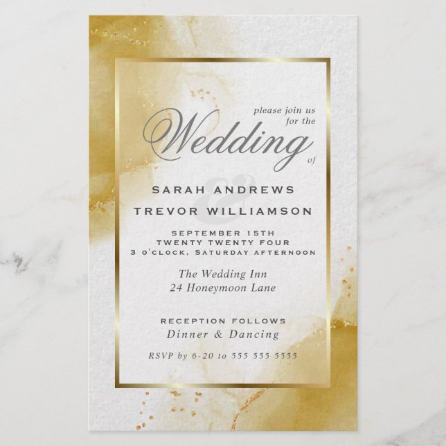 Budget Wedding Soft  Gold Abstract Marbled (Front)