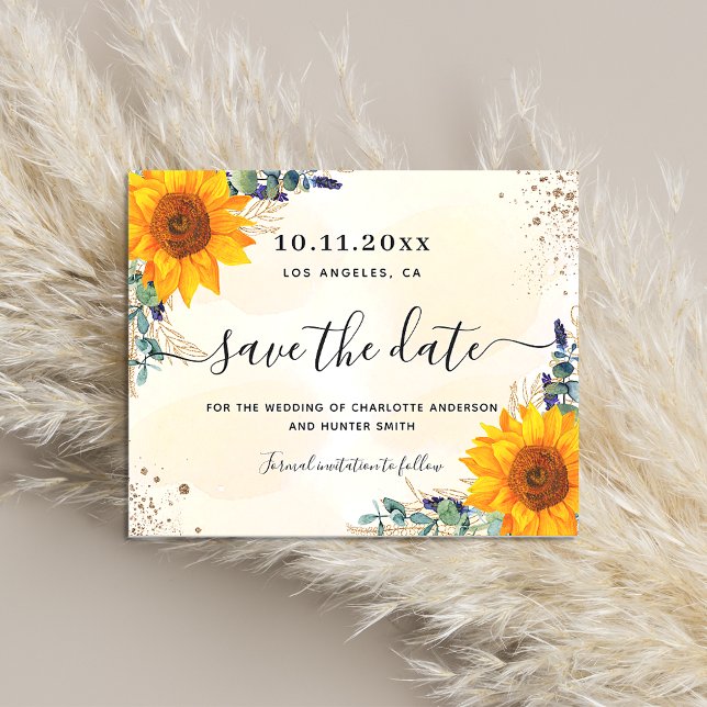 Budget wedding sunflower eucalyptus save the date (Creator Uploaded)