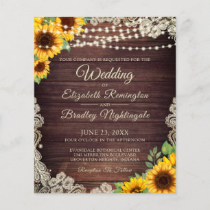 Budget Wedding Sunflower Wood Lights Ivory Lace
