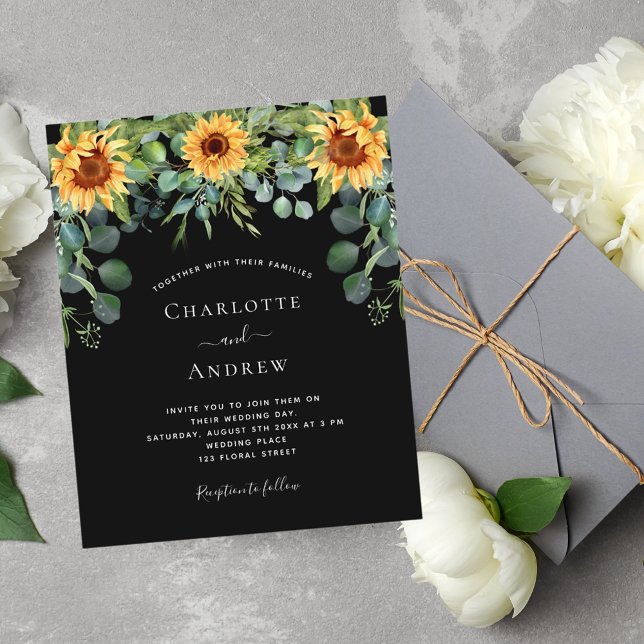 Budget wedding sunflowers eucalyptus black (Creator Uploaded)