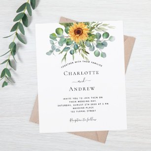 Budget wedding sunflowers eucalyptus navy blue