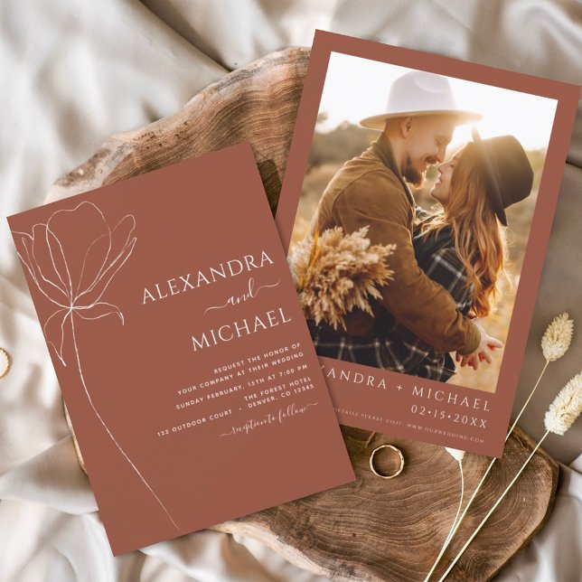 Budget Wedding Terracotta Burnt Orange Invitations Flyer (Creator Uploaded)