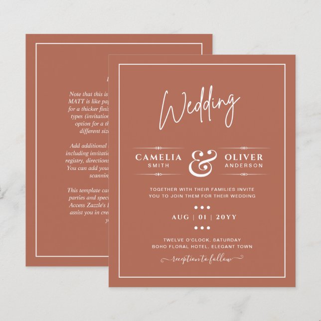 BUDGET Wedding Terracotta Monochrome (Front/Back)
