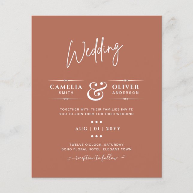 BUDGET Wedding Terracotta Monochrome Flyer (Front)