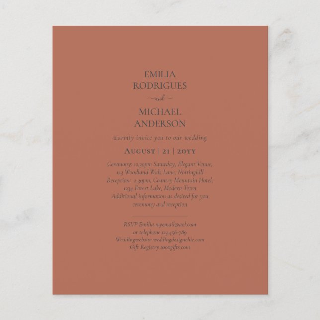 BUDGET Wedding Terracotta Monochrome Flyer (Front)