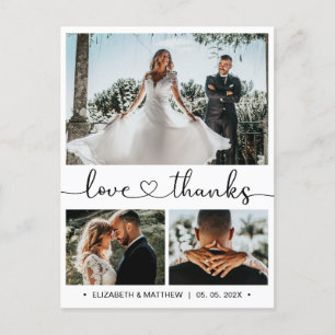 Budget Wedding Thank You 3 Photo Collage Postcard