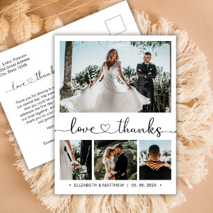 Budget Wedding Thank You 4 Photo Collage Postcard
