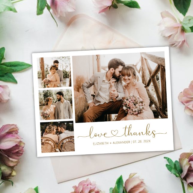 Budget Wedding Thank You Heart Script Postcard (Creator Uploaded)