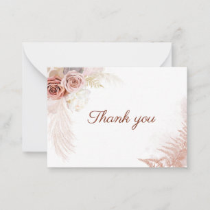 Budget Wedding Thank You Pampas Grass Terracotta Card