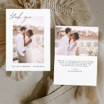 Budget Wedding Thank You Photo Minimalist<br><div class="desc">Budget Wedding Thank You Cards that have a photo on the front and back. The Thank you cards contain a modern hand lettered cursive script typography that are elegant,  simple and modern to use after you minimalist simple wedding day celebration.</div>