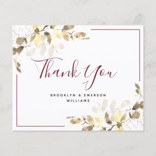 BUDGET Wedding Thank You   Red Gold Eucalyptus