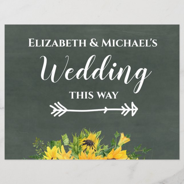 Budget Wedding THIS WAY Chalk Sunflowers (Front)