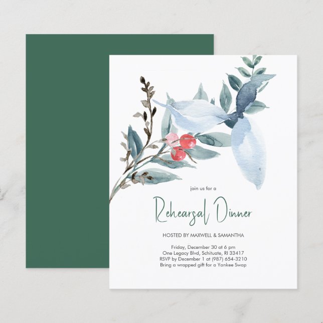 Budget Wedding Watercolor Invitations (Front/Back)