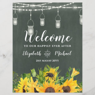 Budget Wedding Welcome Sign Sunflowers Chalkboard