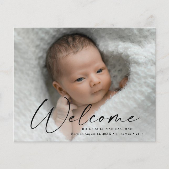Budget Welcome Baby Photo Thank You Card (Front)