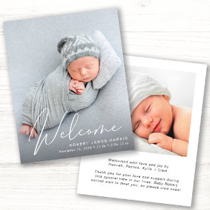 Budget Welcome Script Photo Birth Announcement