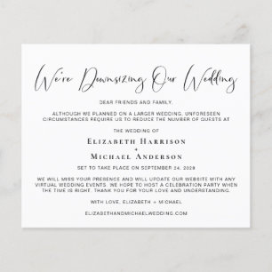 Budget We're Downsizing Our Wedding Announcement