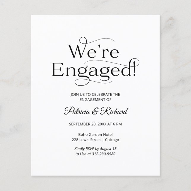 Budget We're Engaged Engagement Party Invitation (Front)